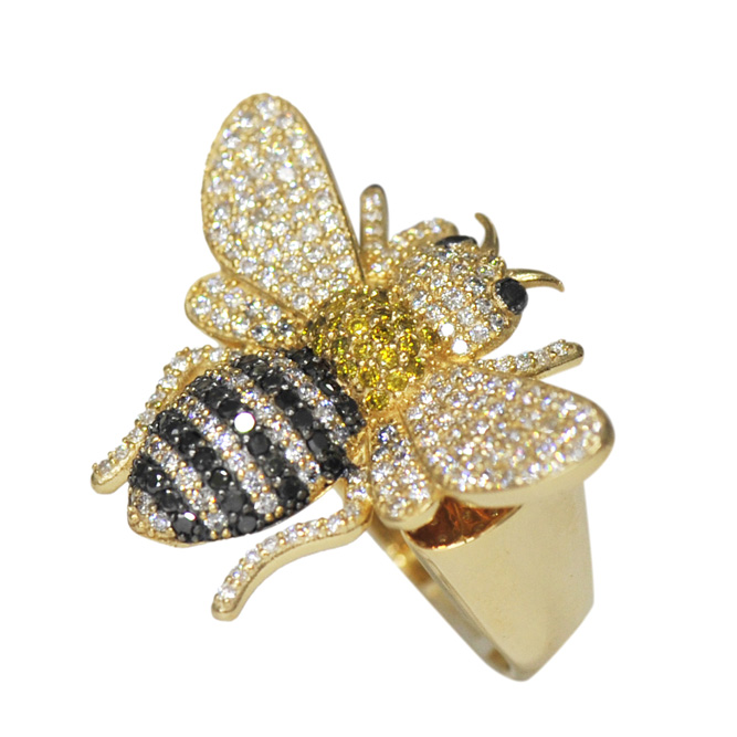 CJ19436 - Custom Diamond Bee Ring